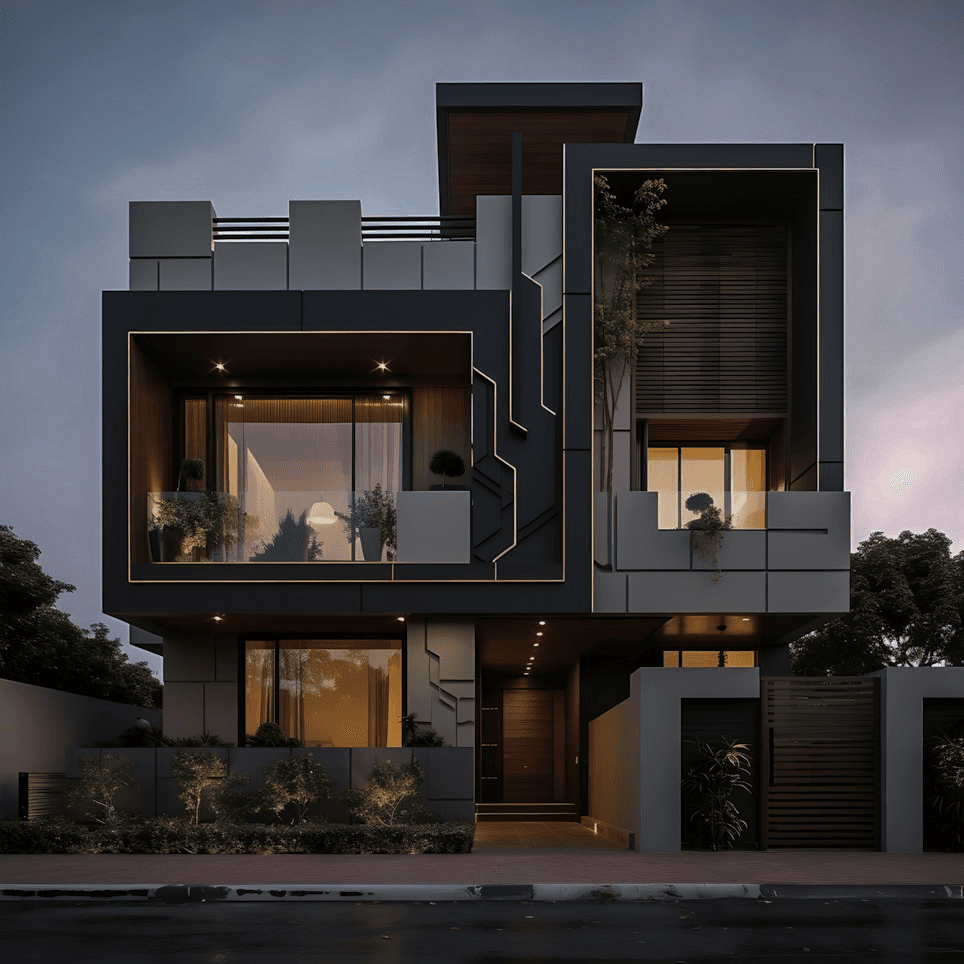 Rumah modern dengan taman